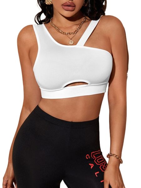 

asymmetrical neck crop r5wn#, White