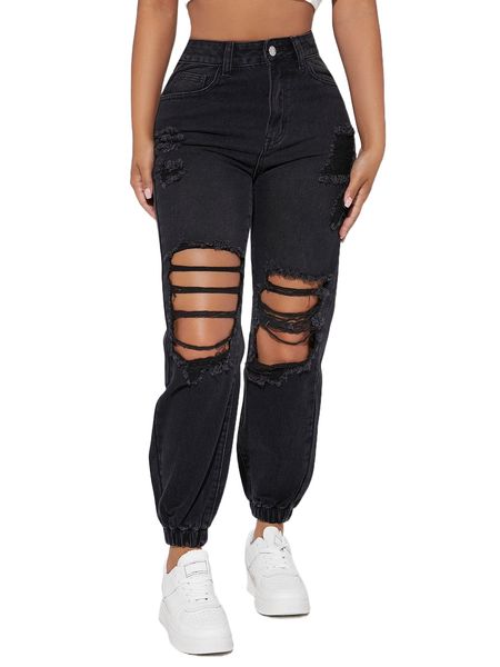 

petite ripped jogger jeans y6nq#, Blue