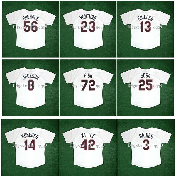 Na85 1989 Chicago Vintage Baseball Jersey Bo Jackson Paul Konerko Frank Thomas Mark Buehrle Ventura Guillen Sammy Sosa Carlton Fisk Ron Kittle