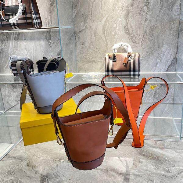 

luxury women's bag plaid canvas leather bucket bag with tag new