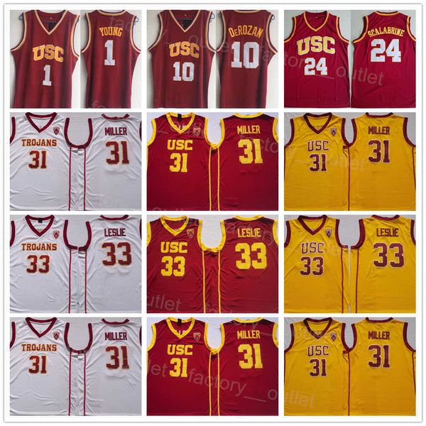 

ncaa basketball usc trojans college 31 matt miller jersey 33 lisa leslie 24 brian scalabrine 1 nick young demar derozan 24 university red wh, Black