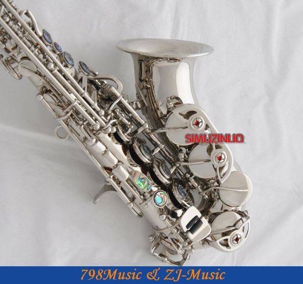 

silver nickel curved soprano saxophone sax abalone key with case 10pc reeds