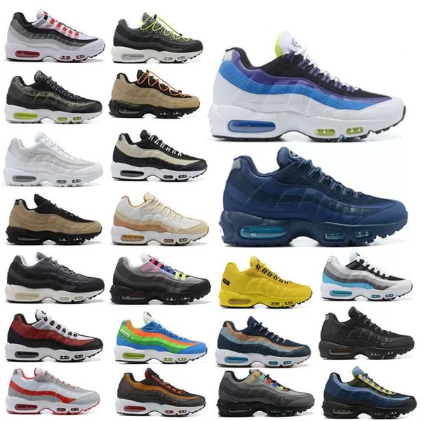 

max 95 men women running shoes air 95s triple black white casual shoes neon khaki total orange light p blue iron smoke grey sport trainers f
