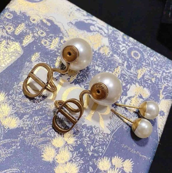 

letter around the size of pearl earrings female do old irregular curved earrings us design jewelry, Golden