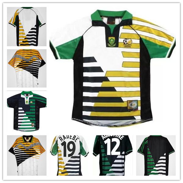 

1998 africa retro soccer jersey mokoena agustine radebe parker home away south classic vintage football shirt short uniforms, Black;yellow