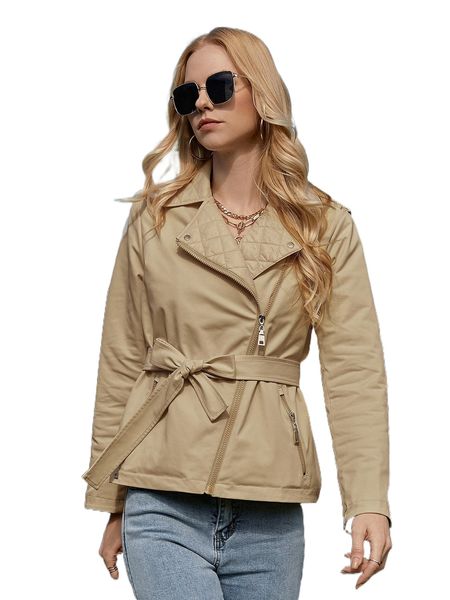 

ziai zip front belted moto jacket 57qr#, Black;brown
