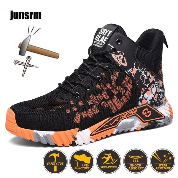 

breathable safety shoes steel toe shoes smash-proof puncture-proof transportation comfortable rubber wear-resistant work boots 220809, Black;brown