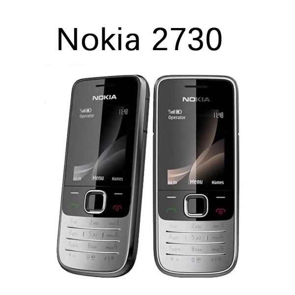 Telefones Celulares Originais Recondicionados Nokia 2730 GSM 3G WCDMA Suporte Multi-Idioma Russo Árabe Inglês Teclado Celular Desbloqueado