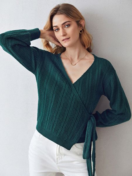 

motf premium balloon sleeve wrap cardigan v795#, White;black