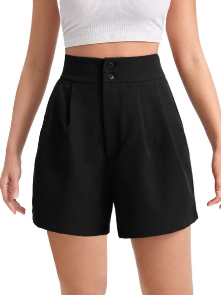 

high waist straight leg shorts q5a7#, White;black
