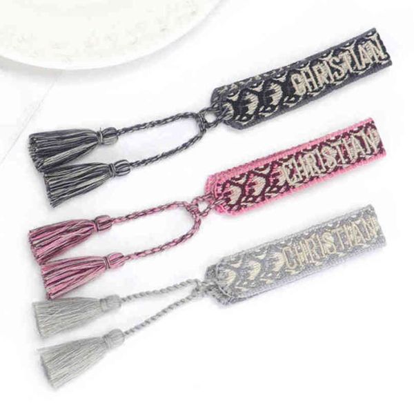 

fashion brand classic bangles bracelets luxury women men handmade signature embroidered woven tassel adjustable bracelet jewelry friendship, Black