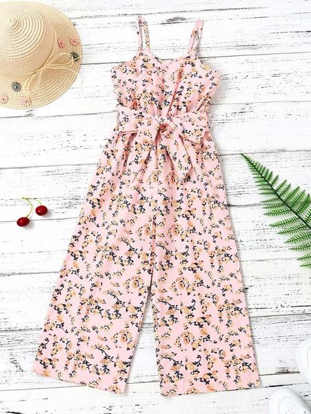 

toddler girls ditsy floral print belted wide leg cami jumpsuit she, Blue