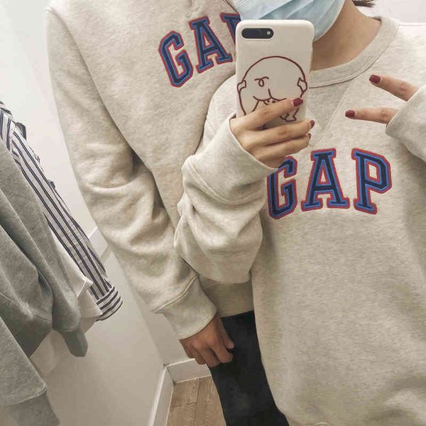 

brand hoodie 2021 autumn new gap sweater men's and women's embroidered carbon soft ground plush couple long sleeve round 1mg7, Black