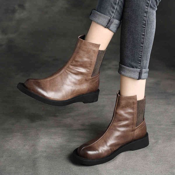 

sandals autumn style sen women's cowhide british sleeved flat soled martin boots short soft boots k2xl, Black
