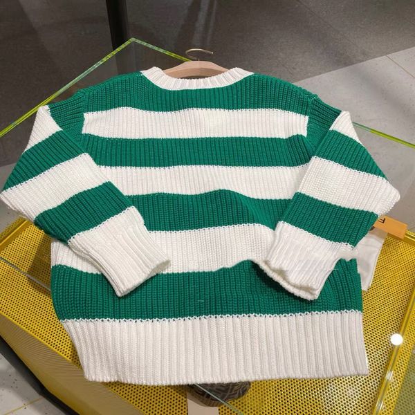 

boys girls pullovers baby sweaters kids designer clothes green stripe pullover sweater with pocket o-neck long sleeve 100% pure cotton white, Blue