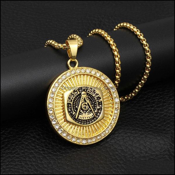 

pendant necklaces hip hop jewelry rock stainless steel masonic for men necklace nanashop drop delivery 2021 pendants bdehome dh5gv, Silver