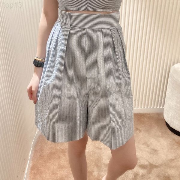 

women's shorts designer a * j summer 2022 new bud wide leg capris blue vertical stripe pants gx2603 oggn, White;black