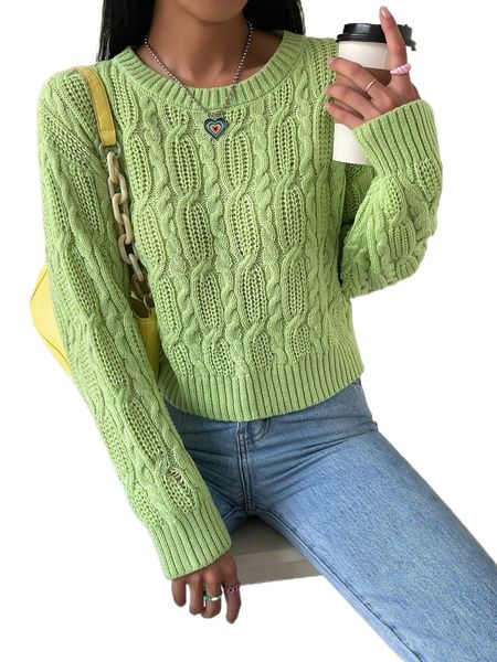 

cable knit drop shoulder sweater u5rl#, White;black
