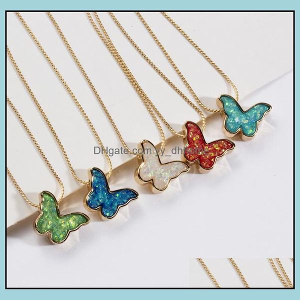 

pendant necklaces pendants jewelry colorf blue red butterfly pendent necklace women charm acrylic butterflies for girls friend gift ship d, Silver