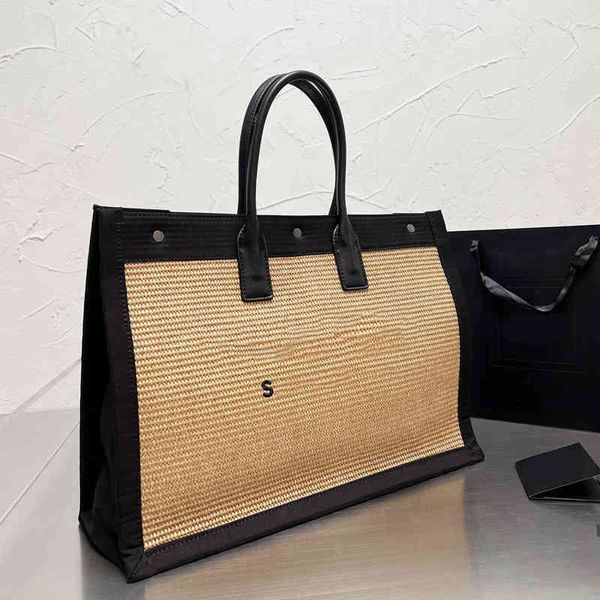 

beach woven tote bag women summer handbag designer shoulder bucket leather luxury crossbody female shopping purses 220412