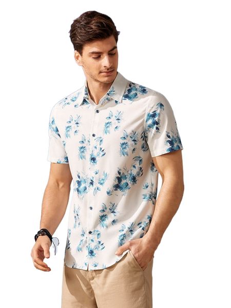 

men floral print shirt h5js#, White;black