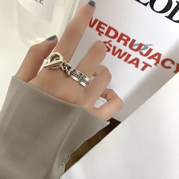 

heavy industry ring ins wind does not fade personality retro cold niche open index finger ring, Silver