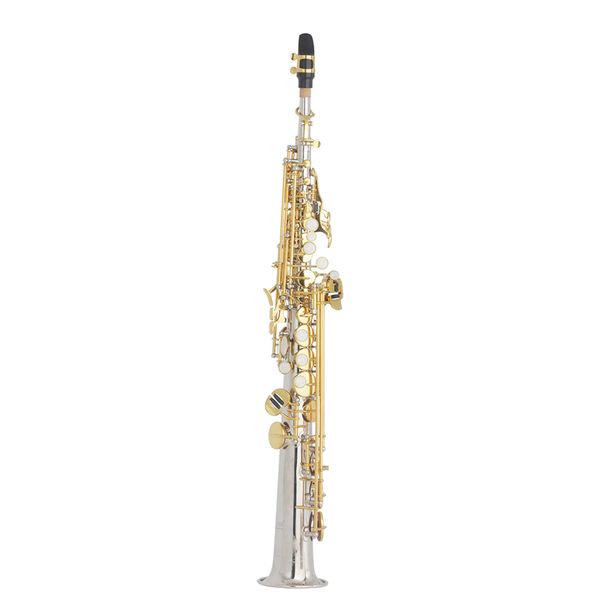 

straight bb soprano saxophone brass silver plated b flat sax woodwind instrument with case reeds gloves accessories