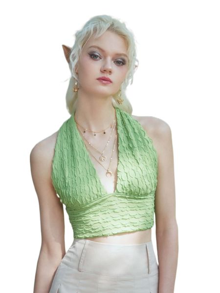 

romwe textured tie backless halter k85o#, White