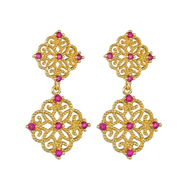 Charm New Earrings Fashion European and American retro Ruby inlaid Earrings 925 Sterling Silver Needle trend creativity Designer Jewelry Women Mens couple Wedding