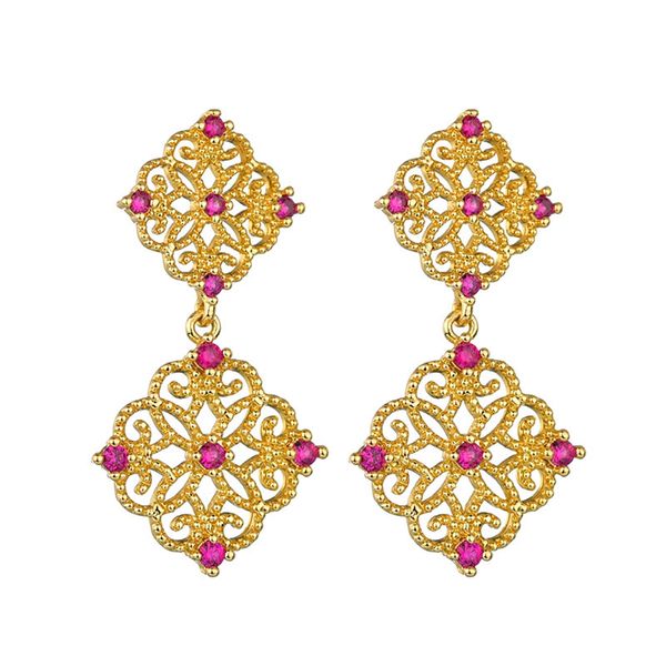 

charm new earrings fashion european and american retro ruby inlaid earrings 925 sterling silver needle trend creativity designer jewelry wom, Golden