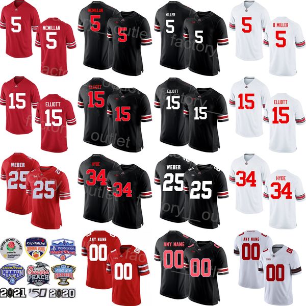 

ncaa football college 15 ezekiel elliott jersey ohio state buckeyes university 5 raekwon mcmillan 3 michael thomas 5 braxton miller 34 carlo, Black