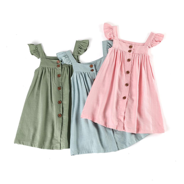 

rts summer kids clothes girls dresses sleeveless little children linen fabric baby, Red;yellow