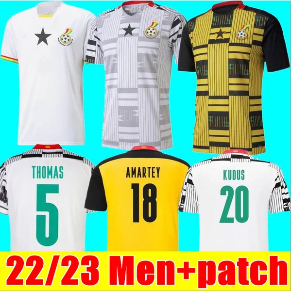 

22/23 ghana thomas soccer jerseys 2022 2023 schlupp kudus j.ayew aidoo jr. ayew afena amartey djiku caleb ekuban samuel owusu home away whit, Black;yellow