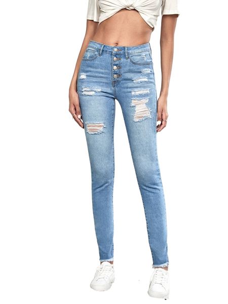 

tall ripped cat whisker skinny jeans h6cj#, Blue