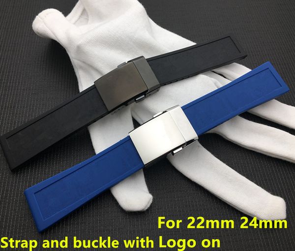 

brand watchband silicone rubber black blue 22mm 24mm bracelet for navitimer/avenger/breitling strap watch band tool, Black;brown