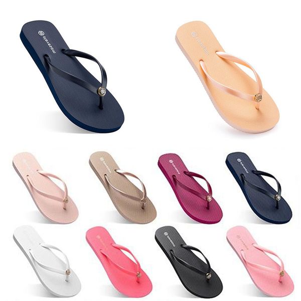 

5sku-1 style48 fashion slippers beach shoes flip flops womens green yellow orange navy bule white pink brown summer sport sneaker442, Black