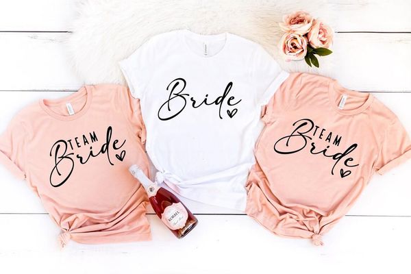 

team bride t shirts shirt bachelorette party bridesmaid proposal squad, White