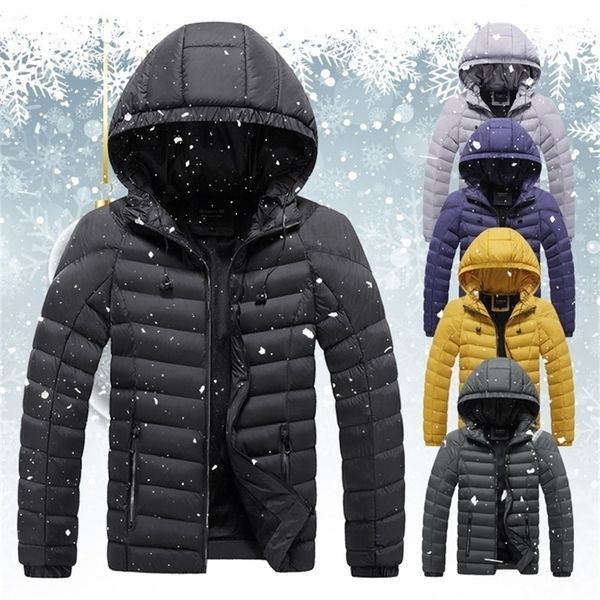 

winter fashion men parka jacket men's stand collar casual thicken down parkas coats male fur collar cotton padded overcoat 201201, Black
