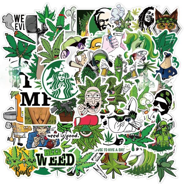 

50pcs plant character smoking stickers pack for lapskateboard motorcycle decals