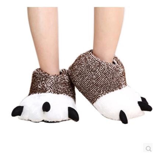 

cartoon panda claws package with the men and women lovers warm indoor paws animal lovely maomao cotton slippers y201026, Black