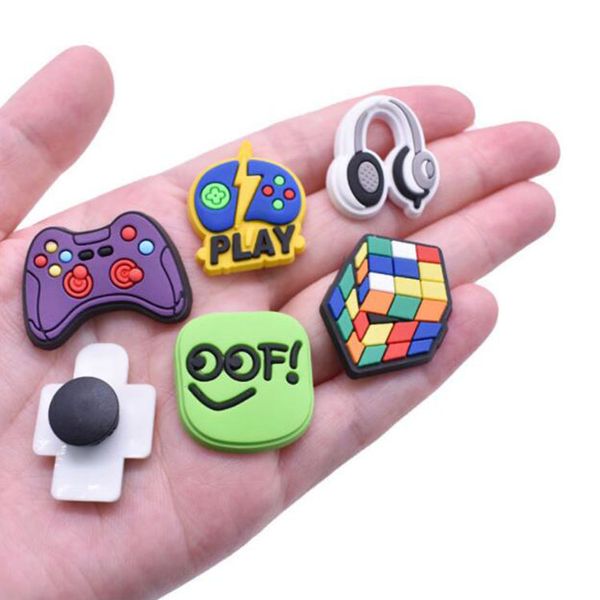 

game croc shoe charms pvc soft rubber cartoon shoecharms buckle for bracelet wristband decoration accessories instock, White;pink