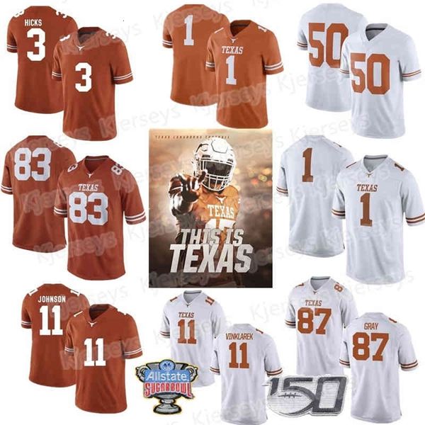 A001 Maßgeschneidertes Texas Longhorns #12 Earl Thomas III Colt McCoy 10 Vince Young 20 Earl Campbell 34 Ricky Williams Herren-Jugend-Kind-Fußballtrikot