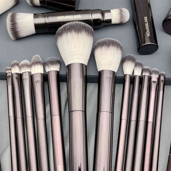 

nxy makeup brushes hourglass set of eyeshadow eyeliner smudger blush concealer metal handle beauty cosmetcis tools soft 0406