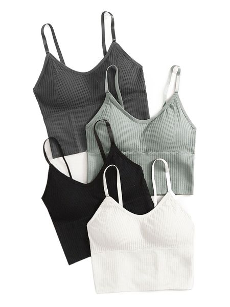 

4pcs rib-knit sports bra u1l6#, Gray
