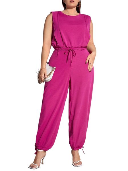 

plus ruffle trim knot & pants y26v#, Black