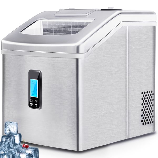

portable counterice maker machine for crystal ice cubes in 48 lbs/24h with ice scoop for home use