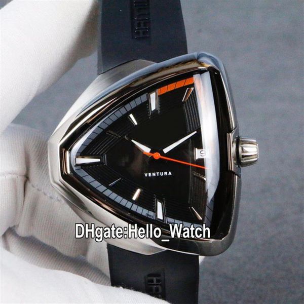 

new ventura elvis80 h24551331 a2824 automatic mens watch steel case black dial gray orange inner rubber strap sport 42mm watches h247i, Slivery;brown