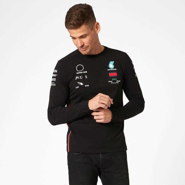 

luxury mens brand petronas sweatshirts t shirts mercedes amg f1 formula one racing women casual long sleeve t-shirts benz lewis hamilton tea, White;black