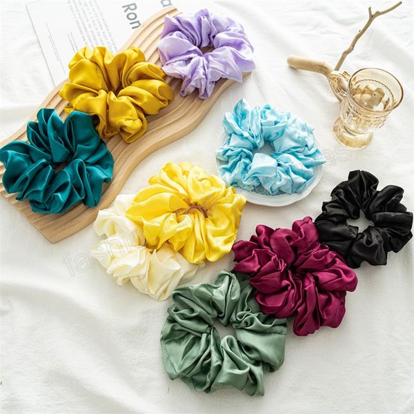 Oversized Big size Scrunchies For Women Satin Silk Hair Rope Girls Elastic Hair Bands Ponytail Holders Hair Accessories