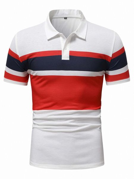 

men color block polo shirt b641#, White;black